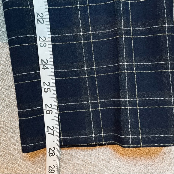 Ann Taylor Devin Fit Navy Grey Yellow White Plaid Pockets Trousers Pants Office - Picture 13 of 13